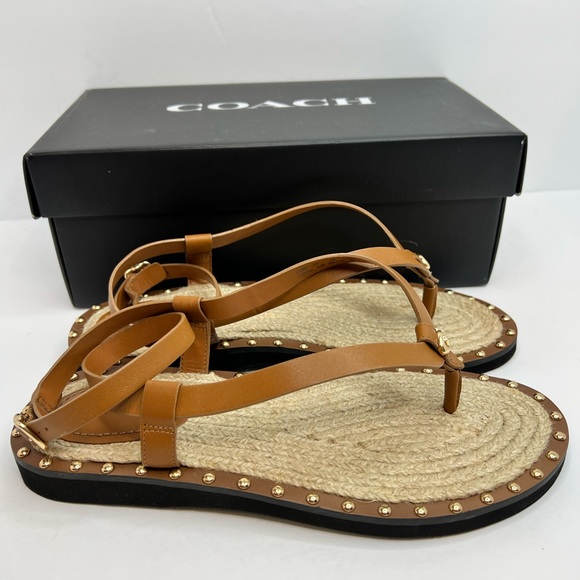 COACH LADIES SANDALS, “GRACEY LEATHER,” “PENNY COLOR” (camel) SIZE 9.5 - Picture 6 of 16